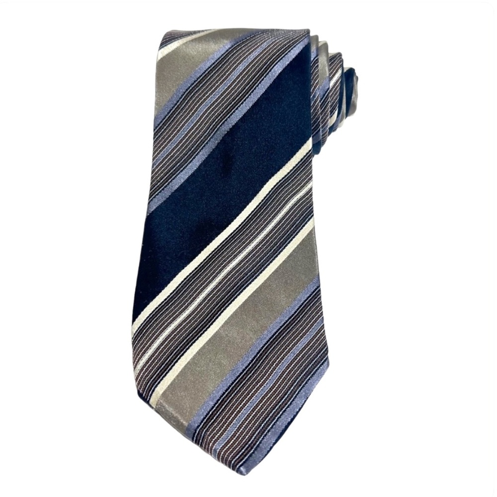 MEN'S NECKTIE -  GEOFFREY BEENE - Total Length : 60” { Black & Gold strip }